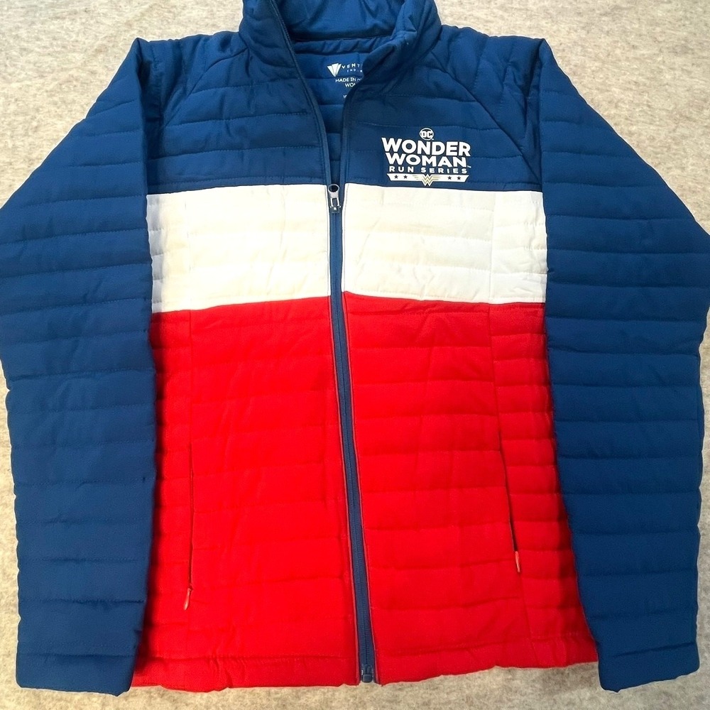 Ventures Endurance Wonder Woman Run Series Puffer Jacket Womens S Blue Red